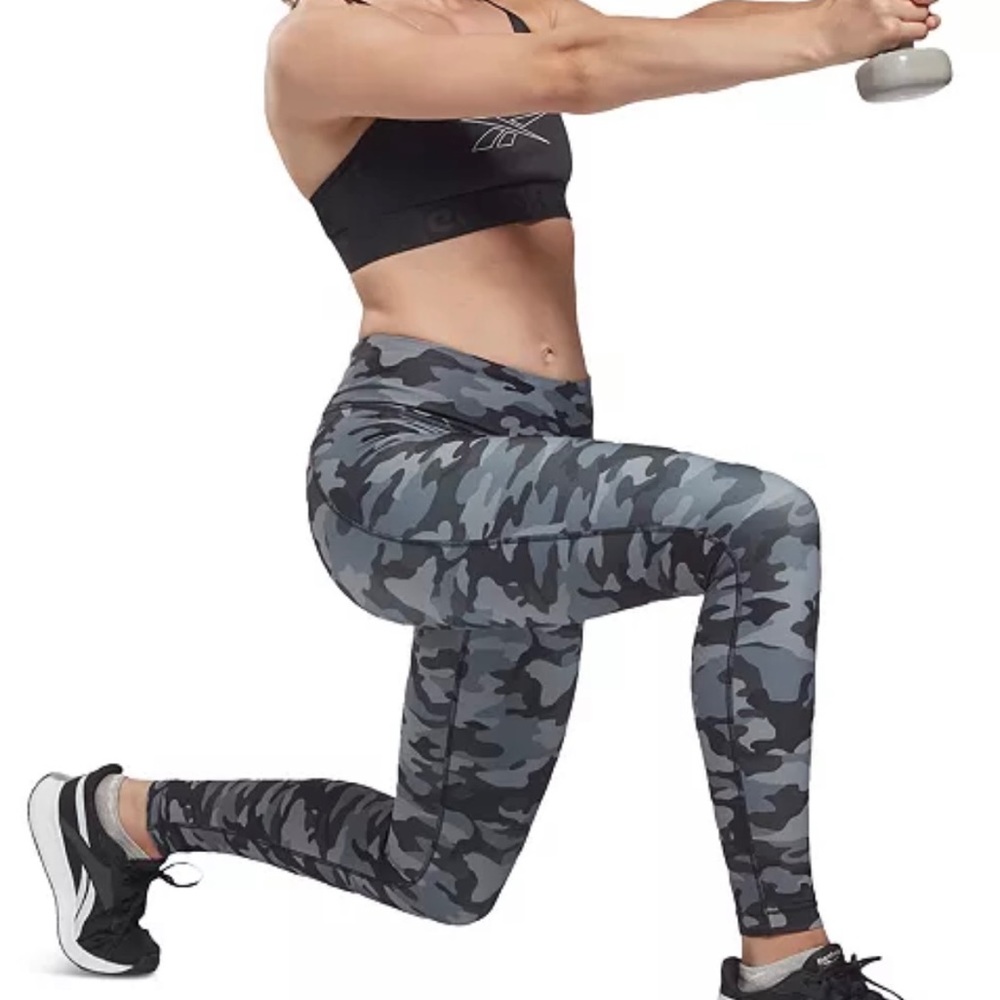Reebok Precision Leggings Camo Black Grey Size Medium